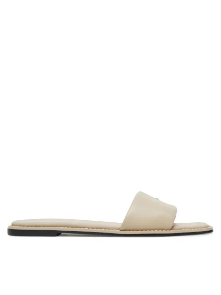 Sandale Calvin Klein Flat Sandal Square Hf Lth bež