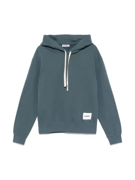 Bluza z kapturem Jil Sander z kapturem z logo szara