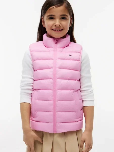 Tommy Hilfiger vestă de puf pentru copii roz