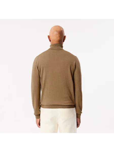 Lacoste Golf Z Wełny Merynosów brązowy