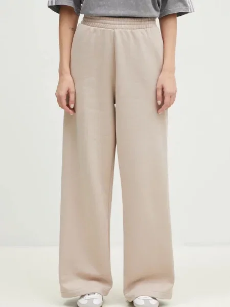 Adidas Originals pantaloni de trening Femme Galore Wideleg Fleece Pants uni bej