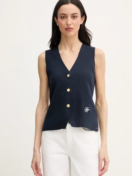 Kamizelka Tommy Hilfiger Co Full Needle Slim Vest Navy L
