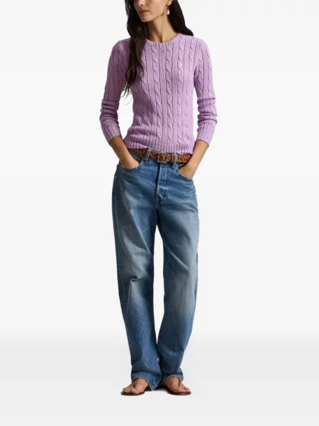 Cămașă Polo Ralph Lauren cu decolteu rotund violet