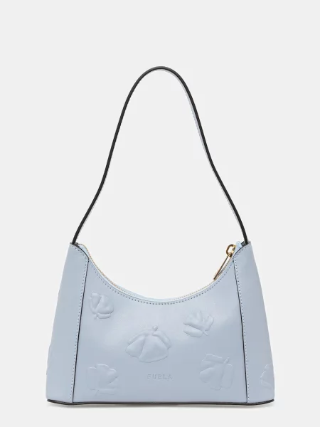 Кожена чанта Furla синьо