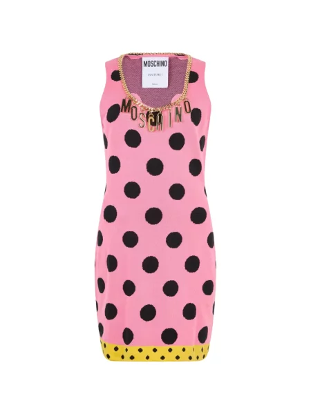 Rochie mini Moschino cu buline cu autograf roz