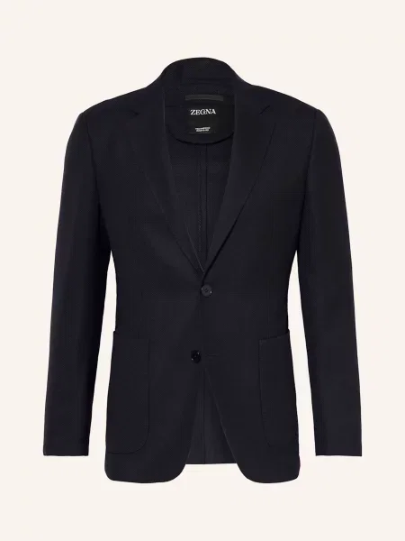 Zegna Sako Z Piké Extra Slim Fit Z Merino Vlny tmavě modrá