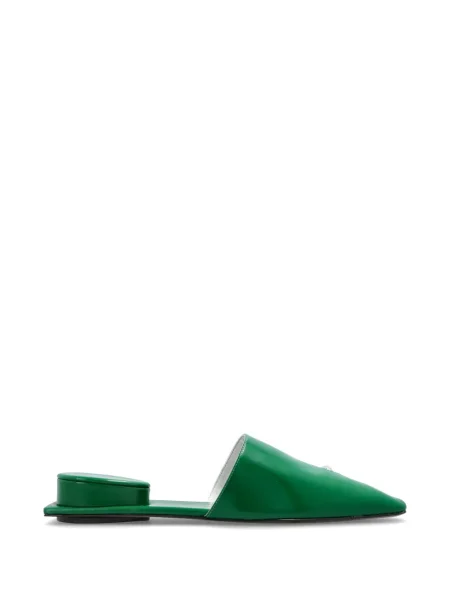 Papuci tip mules Tory Burch din piele verde