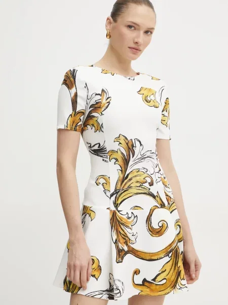 Versace Jeans Couture sukienka mini rozkloszowana biały