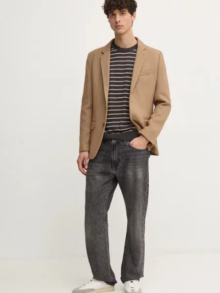 Светр з домішкою вовни Pepe Jeans NEW ANDRE STRIPES легкий сірий