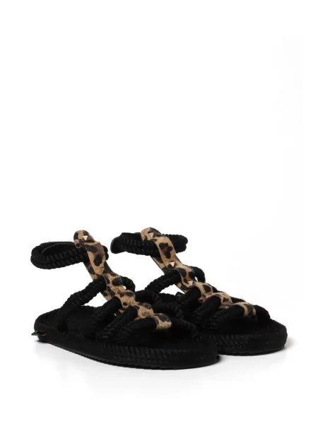 Sandale Bohonomad fără toc cu imagine cu model leopard negru