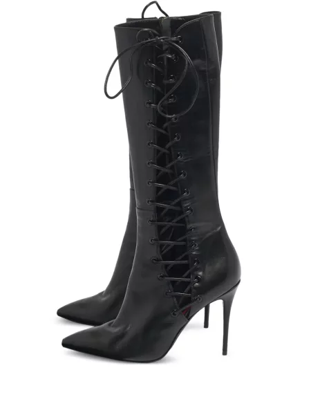 Botine Maison Ernest cu șireturi din piele negru