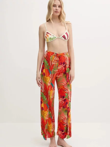Desigual Plážové kalhoty BAHAMAS PANT oranžové