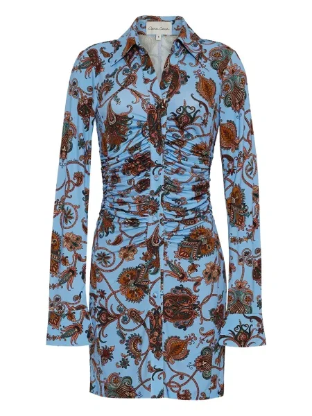Sukienka mini Cara Cara z nadrukiem z wzorem paisley garniturowa niebieska