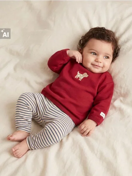 Sinsay mikina crewneck s výšivkou psa burgundy