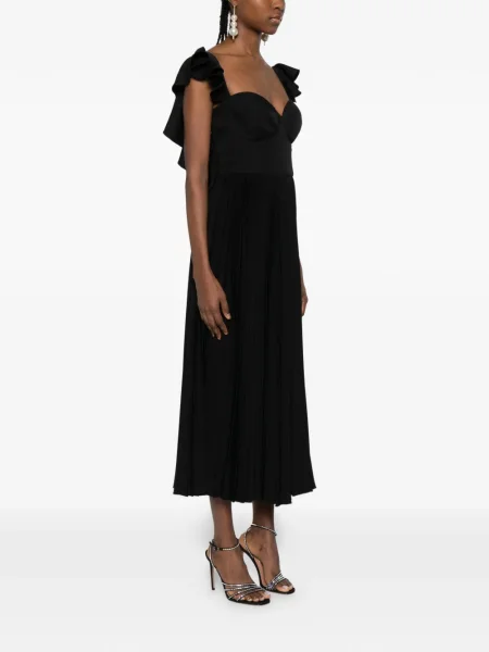Rochie midi Parlor cu volane plisată până la genunchi negru
