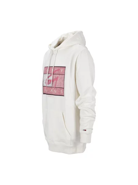 Bluza z kapturem Tommy Hilfiger z kapturem z nadrukiem klasyczna beżowa