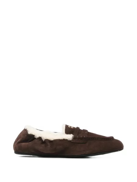Pantofi loafer Miu Miu din piele de căprioară maro