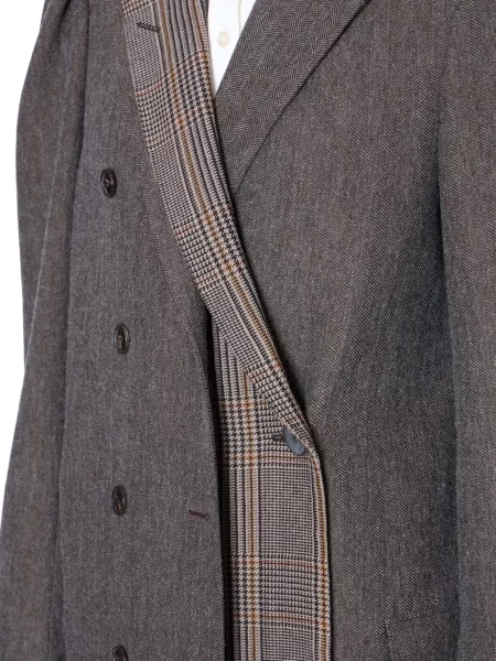 Palton Kolor cu model herringbone gri