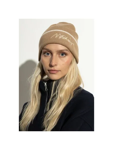 Moschino czapka z wełną beżowy