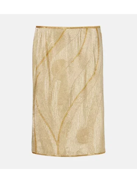 Midi krilo Versace z vezenjem nad koleni zlata