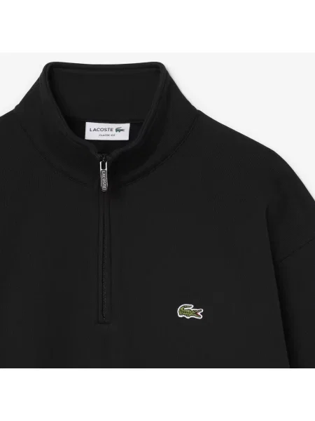 Lacoste Bluza Z Kołnierzem Na Z Dresówki czarna