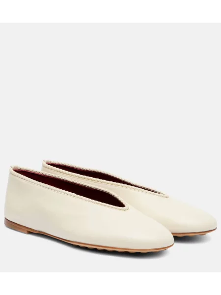 Balerini Bottega Veneta din piele alb