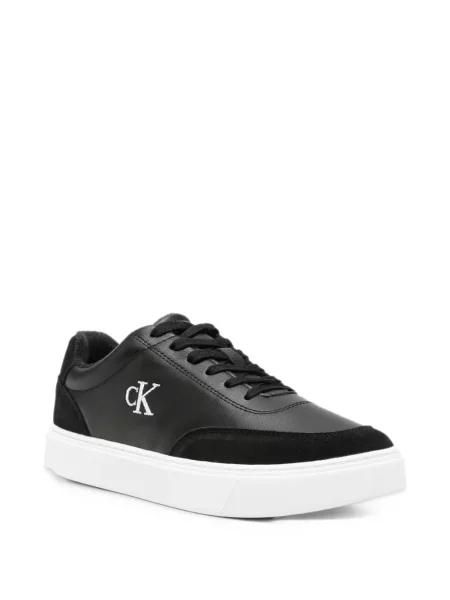 Sneakerși Calvin Klein cu broderie din piele negru
