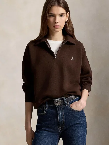 Polo Ralph Lauren mikina s bavlnou hnědá