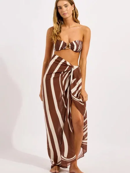 Seafolly plážová sukňa dámska Coastline Sarong hnedá