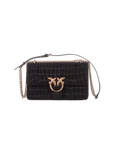 Pinko Geantă pe umăr LOVE ONE MINI DC | piele întoarsă negru