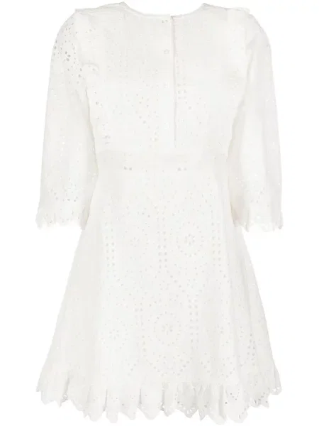 Rochie tip cămașă Twinset cu broderie de costum alb