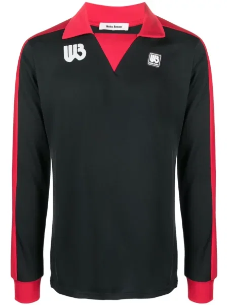 Lung tricou Wales Bonner cu imagine din jerseu negru