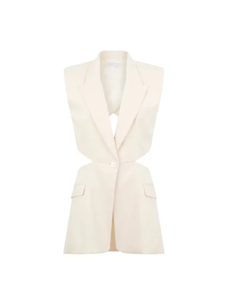 Lniana kamizelka Patrizia Pepe beżowa