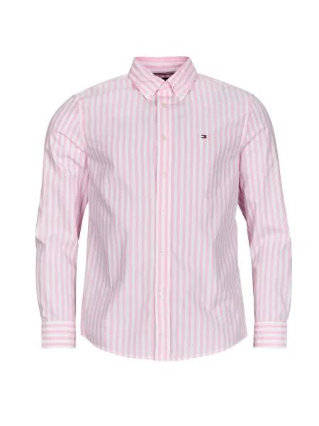Cămașă Tommy Hilfiger clasică din poplin roz