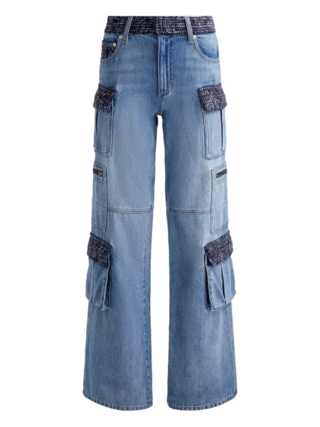 Jeansy Alice + Olivia tweedowe niebieskie