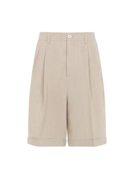 Lniane bermudy Jacquemus beżowe
