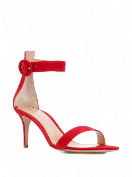 Sandale Gianvito Rossi din piele de căprioară roșu