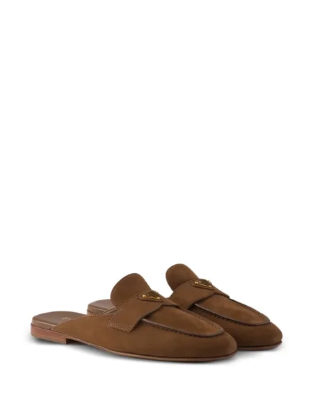 Papuci tip mules Prada din piele maro