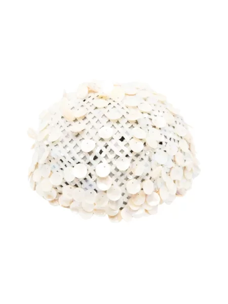 Dzianinowa czapka Alanui z cekinami biała