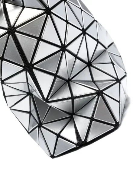 Geantă bucket Bao Bao Issey Miyake cu imprimeu geometric argintiu