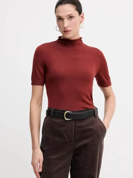 Sisley sweter z dodatkiem wełny z półgolfem czarny