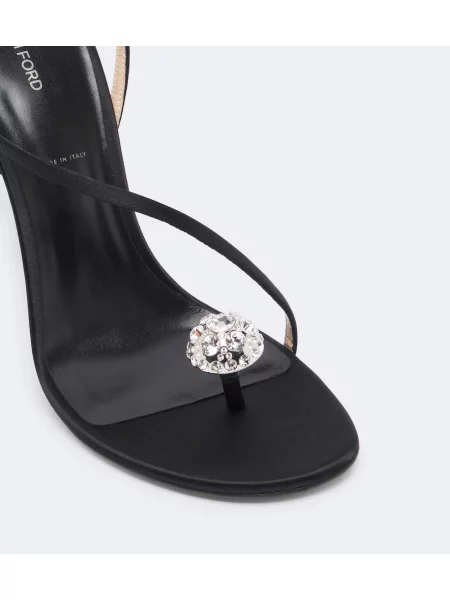 Sandale Tom Ford din satin negru