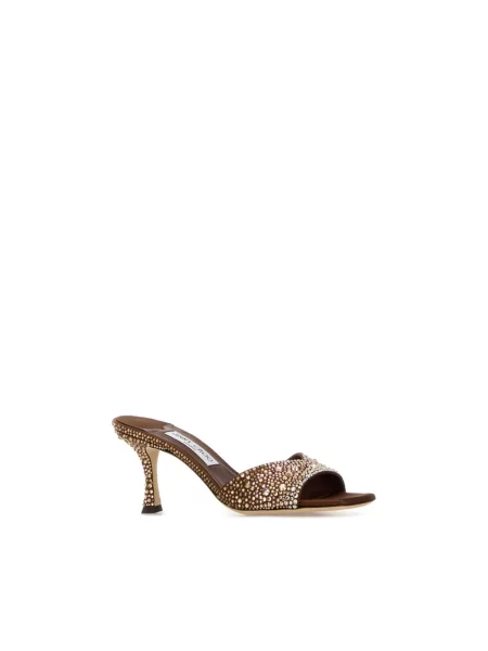 Klapki mules Jimmy Choo skórzane brązowe
