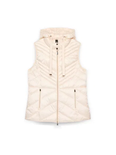 Kamizelka puchowa Fiorella Rubino z kapturem beżowa