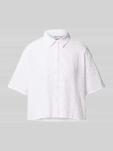 Koszula od piżamy o kroju relaxed fit z ażurowym wzorem Jake*s Casual biała