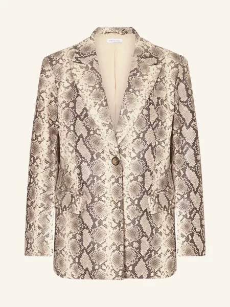 Mrs & Hugs Blezer Z Imitacji Skóry beige czarna