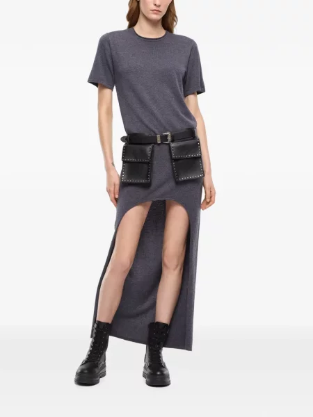 Rochie mini Pinko tricotate asimetrică gri