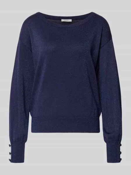 Sweter z dzianiny z ozdobnymi model ‘MOBBE’ B.young granatowy