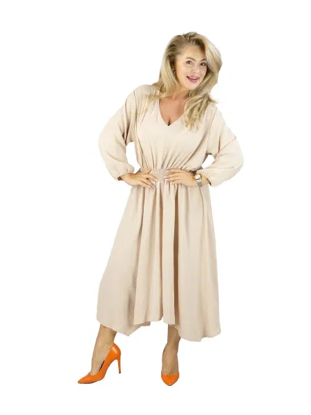 Rochie midi Pri cu decolteu în V până la genunchi de costum