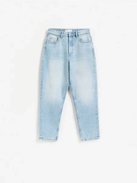 Reserved Blugi mom fit cu talie înaltă albastru